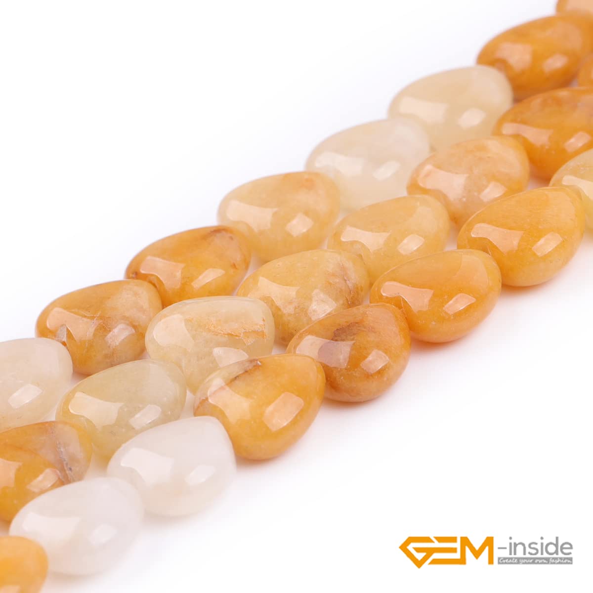 GEM-Inside 10mm Heart Charms Natural Yellow Orange Aventurine Jade Stone Beads for Jewelry Making Full 15" Strand Power Energy Healing Chakra Stone Beads
