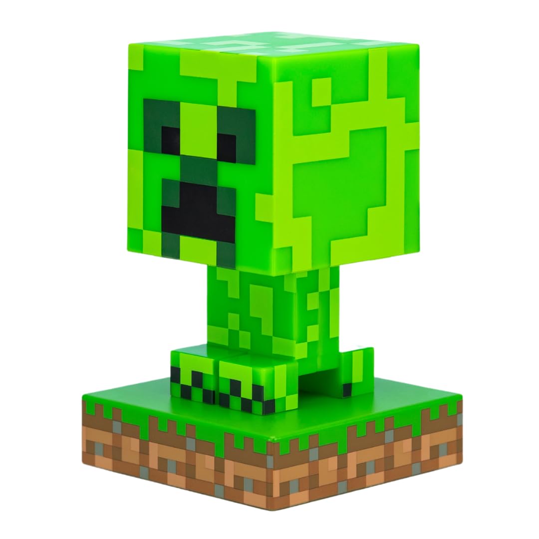 Paladone Minecraft Creeper Light, Lamp, & Night Light - 12 cm Tall - Battery Powered - Gaming Room & Bedroom Decor for Minecraft Gamers