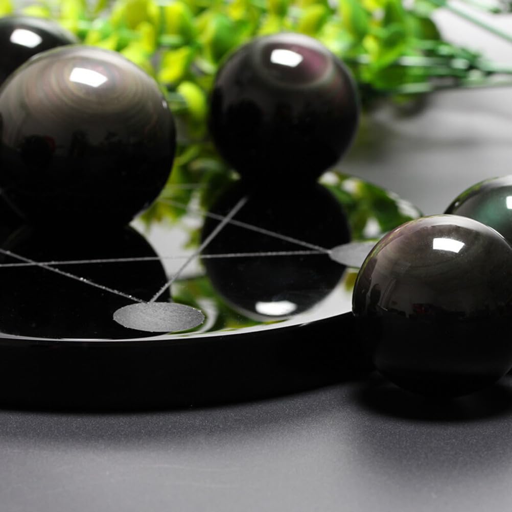 PPOZYLPC Crystal Ball Seven Star Array Obsidian Crystal The Office Decor Tablescape Decor Starter Set Textured Crystal Ball 7 Crystal Ball Crystal Ball Statue Gem,L