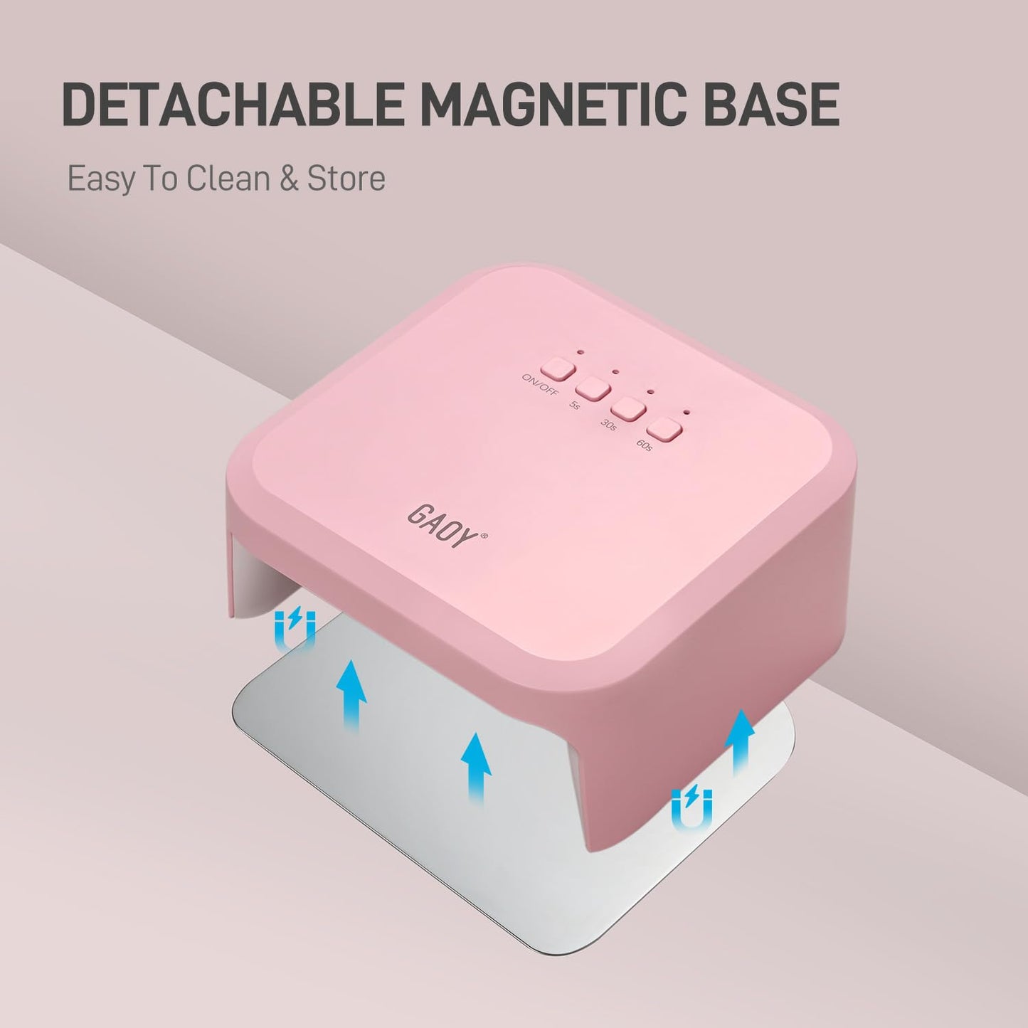 GAOY UV Light for Gel Nails, Professional Nail Dryer with Infrared Sensor and 3 Timers, Fast Curing Lamp for Salon and Manicure Art at Home, Pink