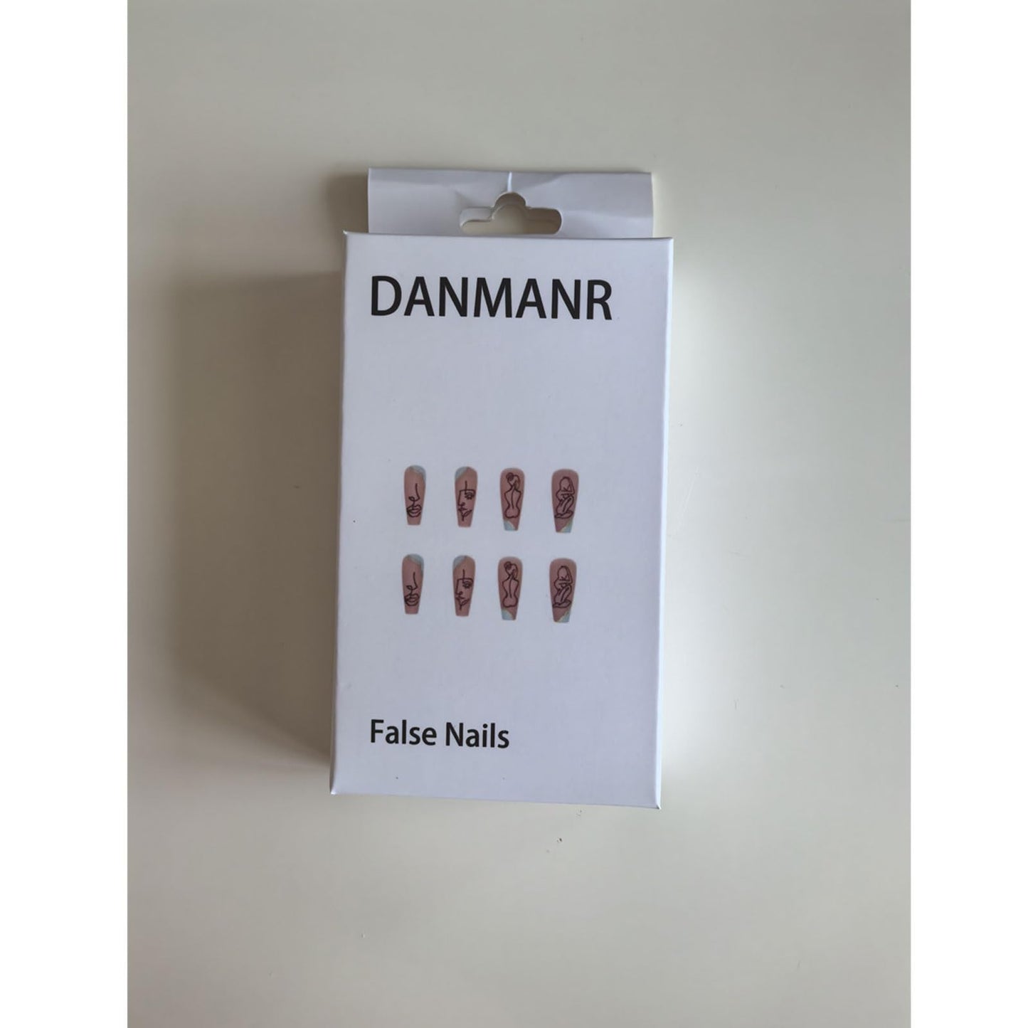 DANMANR Long Press on Nails Square French Fake Nails Full Cover Nude Acrylic False Nails for Women and Girls 24PCS (Light Blue)