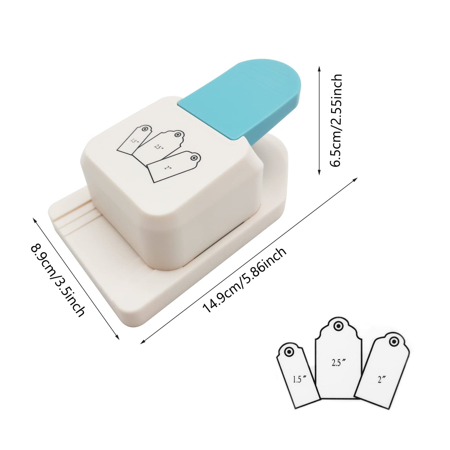 XHKDSYMC 3 in 1 Craft Tag Punch, 1.5/2/2.5 Inch Gift Tag Paper Punches for DIY Projects, Card Making, Scrapbooking, Craft, Perfurador, DIY Puncher