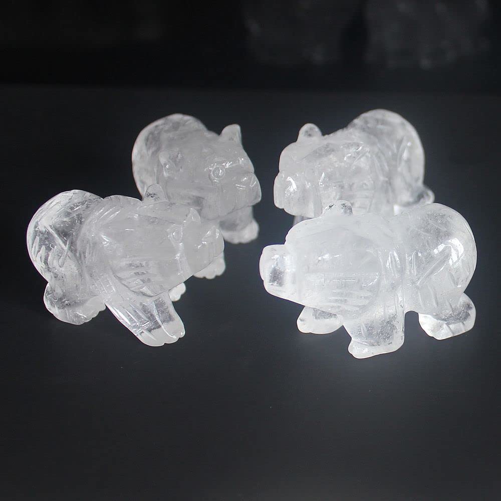 HLbshi Hand Carved Mixed Gemstone Crystal Bear Figurine Animal Carving Statue Home Decor 1.5'' (White Quartz)
