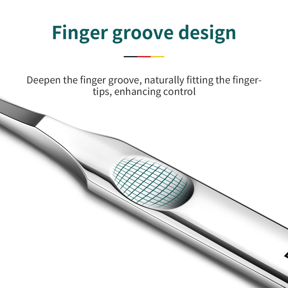 DEOU Professional Stainless Steel Cuticle Pusher with Thick Handle - V - shaped Blade for Precise Dead Skin Removal
