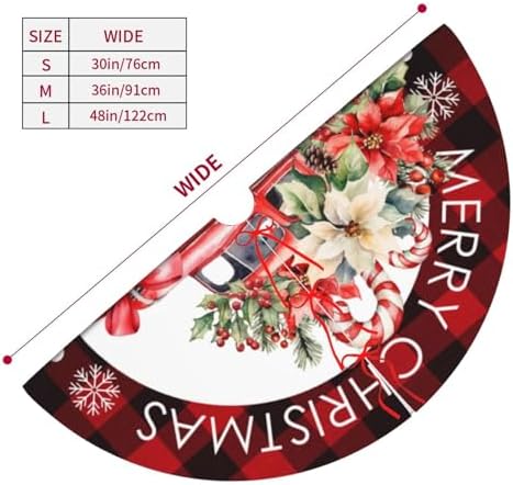 Buffalo Check Plaid Red and Black Plaid Christmas Vintage Red Truck 36 Inch Christmas Tree Skirt Carpet Mat Funny Party Decor Supplies for Xmas Halloween Ornament Decorations Occasion