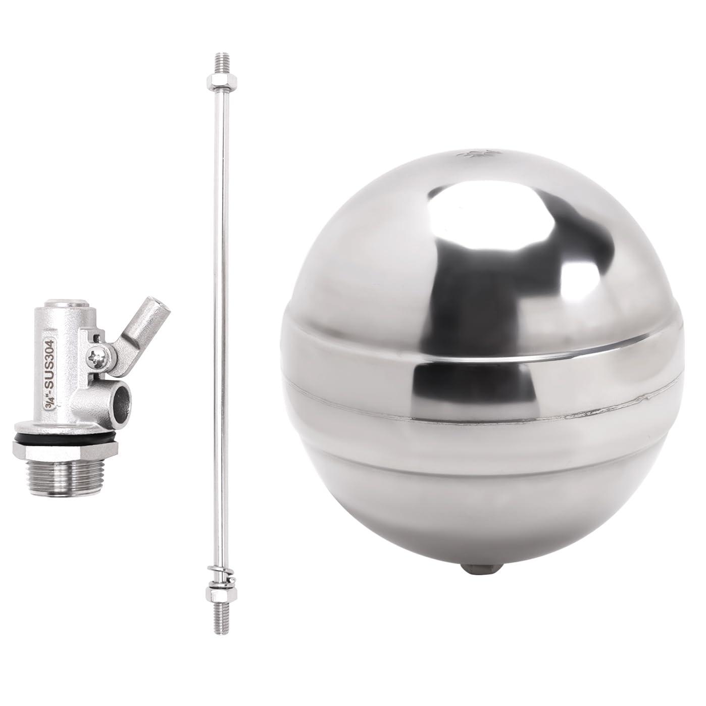 DERPIPE Stainless Steel Float Ball Valves - 3/4" NPT Male Thread Flow Control Float Sensor Valve Automatic Water Level Control Float For Tank Pond Water Tower