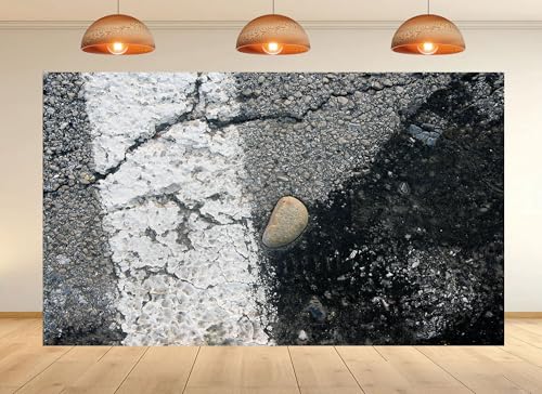 8x6ft Textured Cracked Asphalt with Pebble Backdrop Road Surface Stone Photo Background Tapestry for Urban Themed Party Minimalist Photography Home Decorations Studio Props - size: 8X6ft