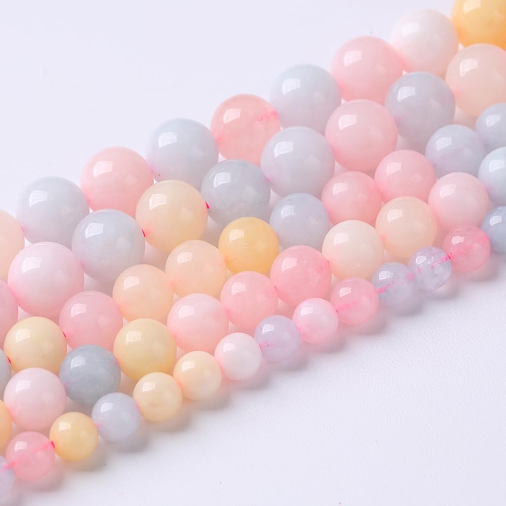 45pcs 8mm Natural Stone Morganite Beads Round Loose Beads for Jewelry Making DIY Bracelets Necklaces Crystal Energy Healing Stone Beads 15" (8mm, Morganite)