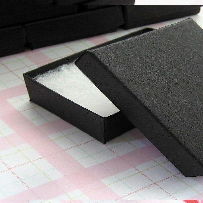 RJ Displays 6 Pack Cotton Filled Matte Black Color Paper Cardboard Large Jewelry Set, Bracelets, Watches, Crystals Gift Packaging Boxes and Retail Display Size 8 1/8" x 5 5/8" x 1 3/8" Inch (Matte Black)