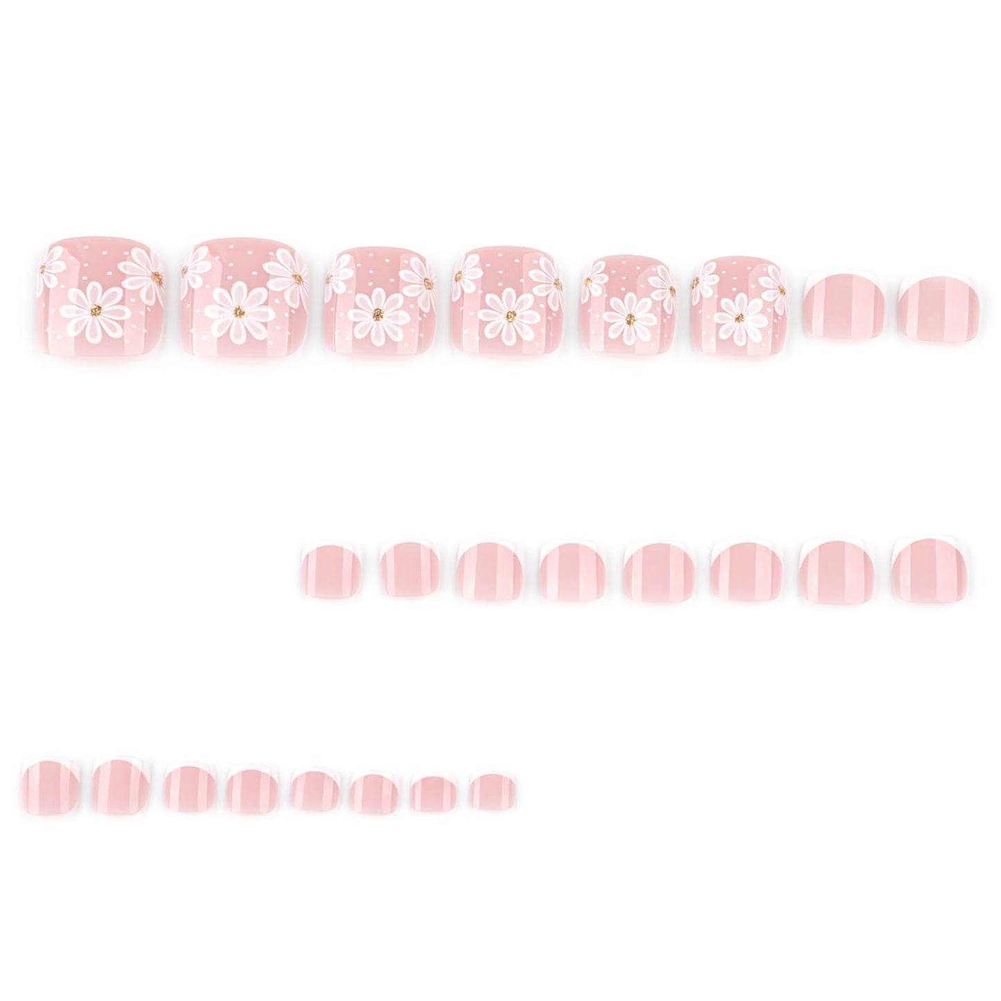 FIEONCIY Press on Toenails with Designs Acrylic Fake Nails for Toe Artificial False Nails with Charms Glue on Toe Nails for Spring Summer Stick on Toenails for Women Girls(JP3804)