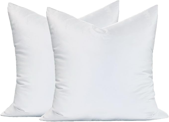 MoonRest® Synthetic Down Alternative 18x18 Square Pillow Insert Form, for Decorative Throw Pillow, Sofa, Cushions, Body and Bed - Pack of 2- Size 18“X 18”