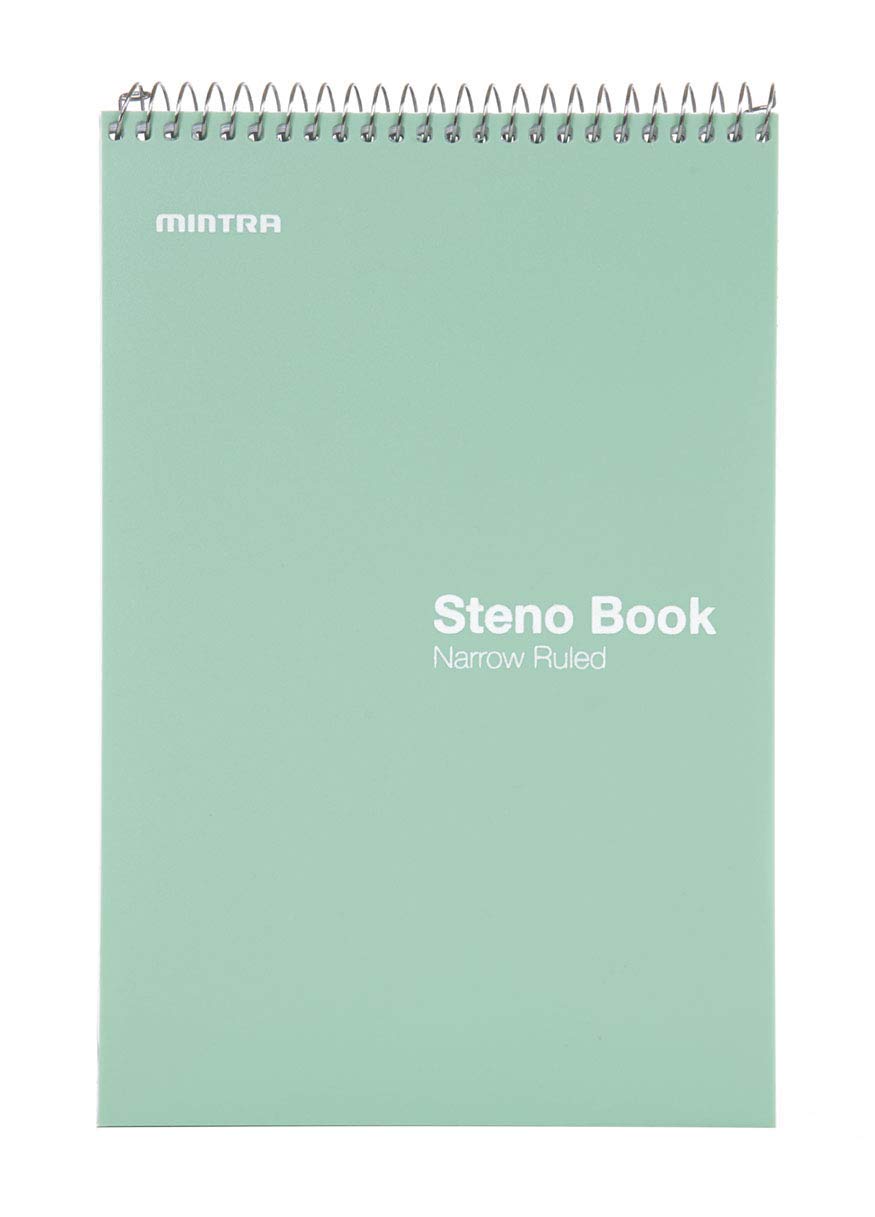 Mintra Office Steno Books Set - Top-Spiral Bound, Narrow Ruled, 100 White Tint Sheets, Pastel Covered Notebooks for Office & School, Colorful Lavender, Sage, Salmon, Spring Pink,6"x9", 8 Pack