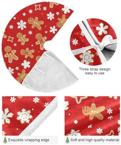 Pfrewn Gingerbread Man Snow Christmas Cookie Christmas Tree Skirt 48" Farmhouse Winter Mini Xmas Tree Skirts Mat for Welcome Holiday Party Supplies Rustic Ornaments Indoor Home Decor