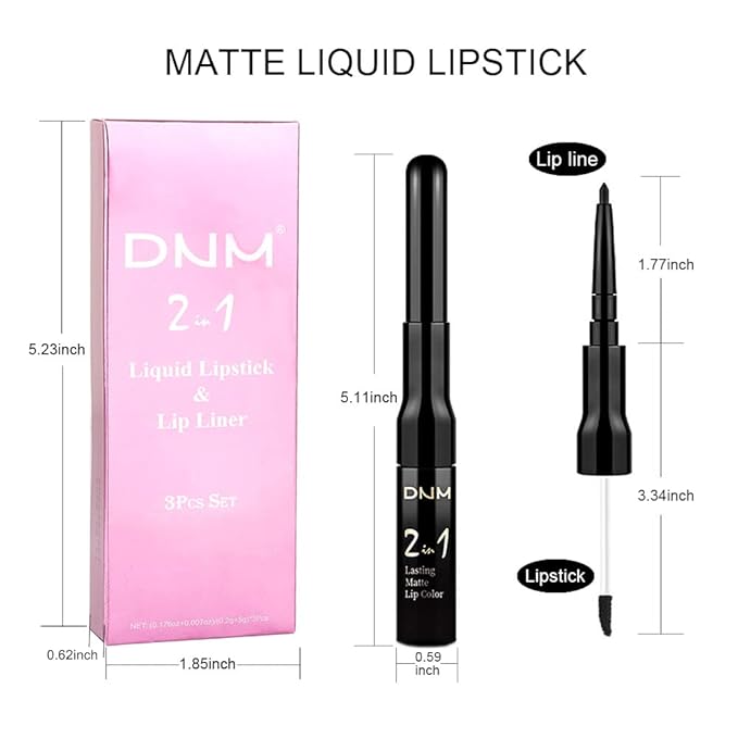 evpct 3Pcs Dark Black Purple Royal Blue Matte Lip Liner and Liquid Lipstick Lip Stain Makeup Set Smudge Proof, 24 Hours Original Long Lasting Matte Lipstick Waterproof labial mate larga duracion 24