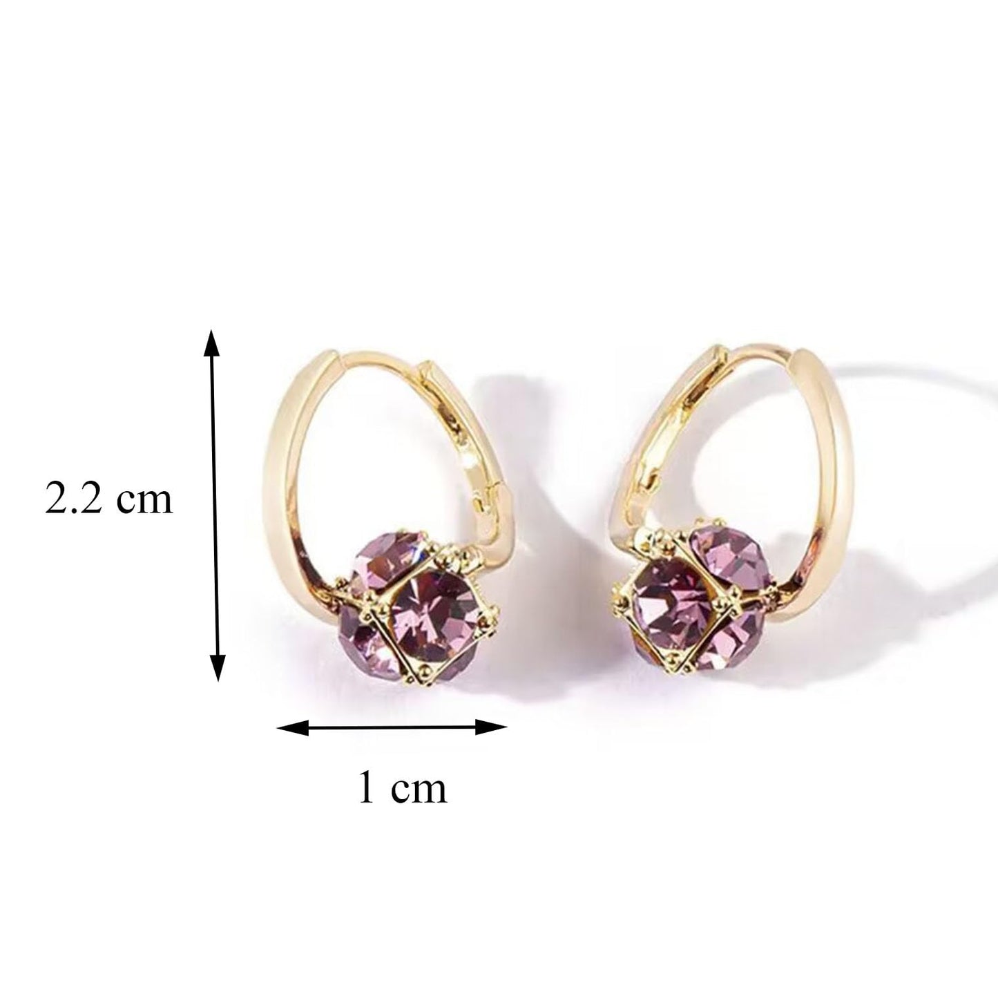 Lymphvity Germanium Acupuncture Therapy Earrings - Lymphatic Drainage Hoop Earrings with Cubic Zirconia - Purple