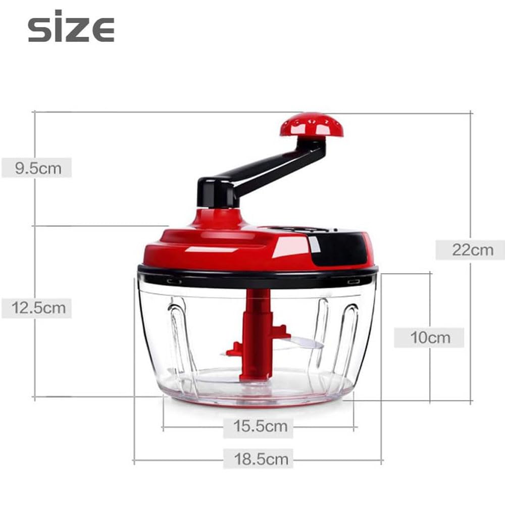 Multi-Functional Manual Food Processor,8 Cup Hand-powered Crank Chopper,Mincer Blender with Clear Container,for Vegetables Meat Fruits Nuts Herbs Onions