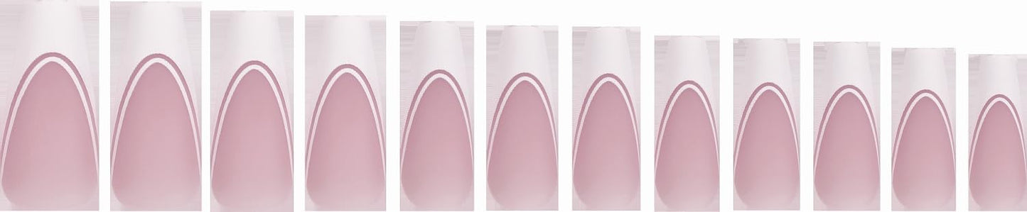 Allkem Soft Gel Nail Tips - Medium Long Ballerina Nail Extensions Kit - 12 Sizes Full Cover Nails - Double French (240 Pieces)
