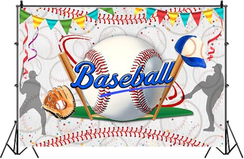 Baseball Birthday Backdrop Baseball Sports Theme Photography Background Sport Themed Party Decorations Banner for Baby Shower Kids Boys Teenager Photo Booth Studio Props 10x7ft FU052DX - size: 10x7ft