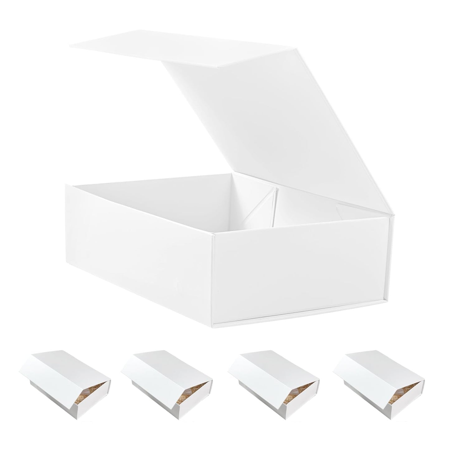 HcoHlow White Magnetic Gift Box 9x6.7x2.75 Inches, Rigid Collapsible Gift Boxes with Lids for Presents, Bridesmaid Proposal Box, Graduation, Wedding, Birthday Gift Packaging