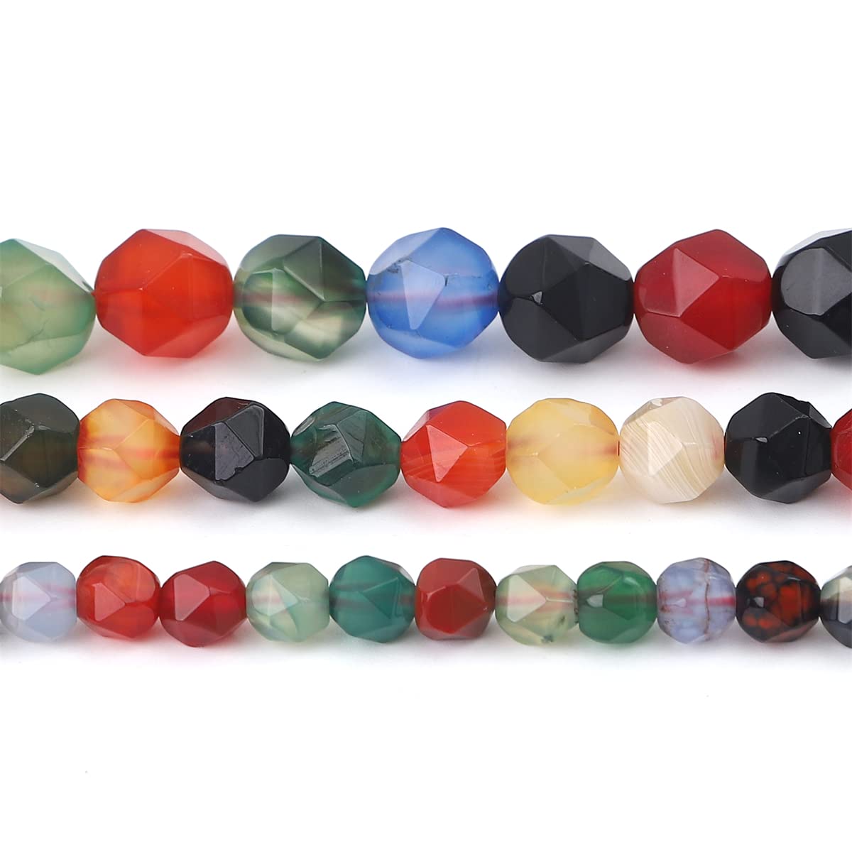BEADIA Faceted Natural Colorful Agate Stone Round Beads 6mm 36cm/Strand for Jewelry Making