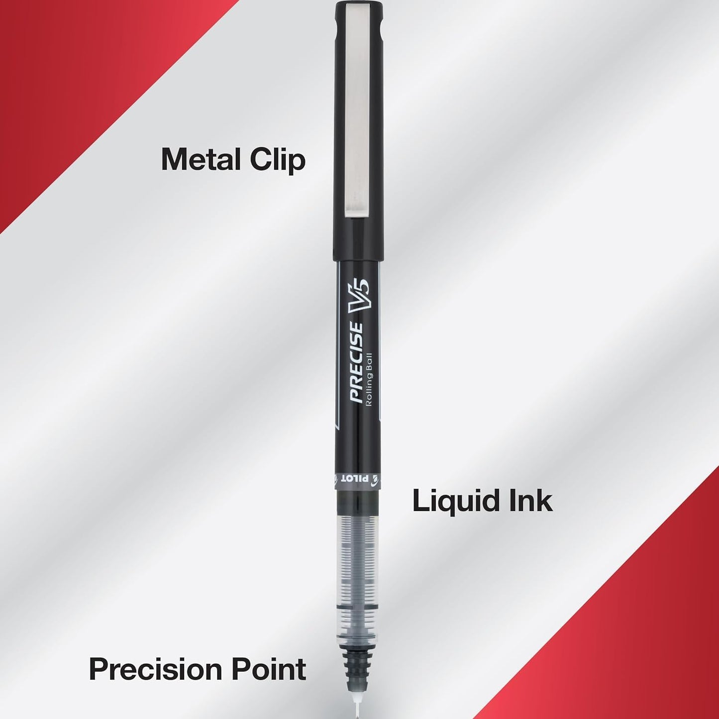 PILOT Precise V5 Rolling Ball Pen Extra Fine Point 0.5mm, 5 Black and 5 Blue Liquid Ink Rollerball Pens. pack of 10