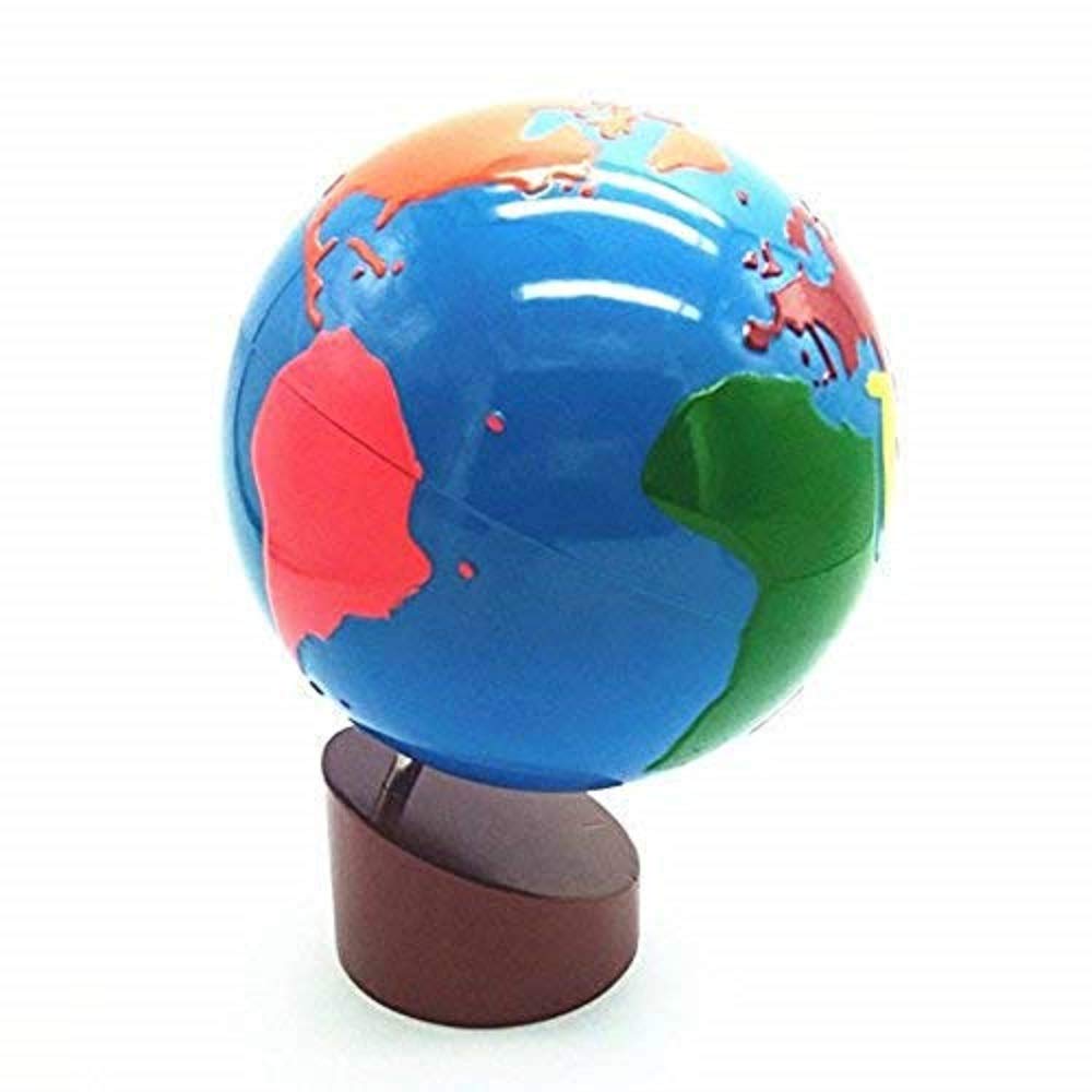 Baby Earth Globe Toys Montessori Earth Globe Plastic and Wood Material Learn To Know World Children Early Learning Teaching Aids (white)