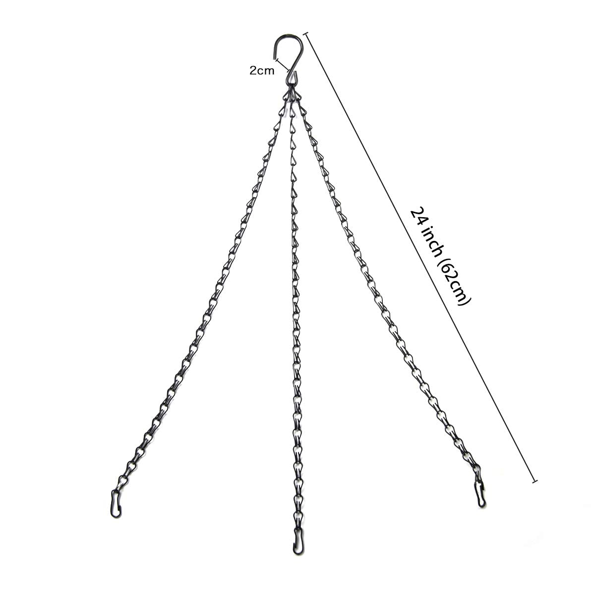Flower Pot Chain 24 Inch Hanging Flower Basket Galvanized Replacement Chain 3 Point Garden Plant Hanger (4pcs(Black))