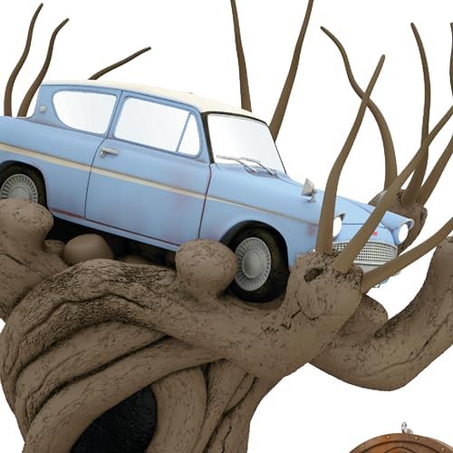 Hallmark Keepsake Christmas Tree Topper, Harry Potter and the Chamber of Secrets Collection Flying Ford Anglia in the Whomping Willow Tree With Light and Sound, Gifts for Harry Potter Fans