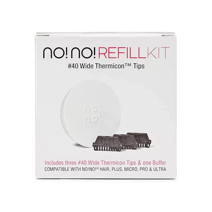 no!no! Hair Removal Kit Thermicon Tip Refill Pack (Wide Tip) for Legs, Back, Arms and Chest - 3 Count