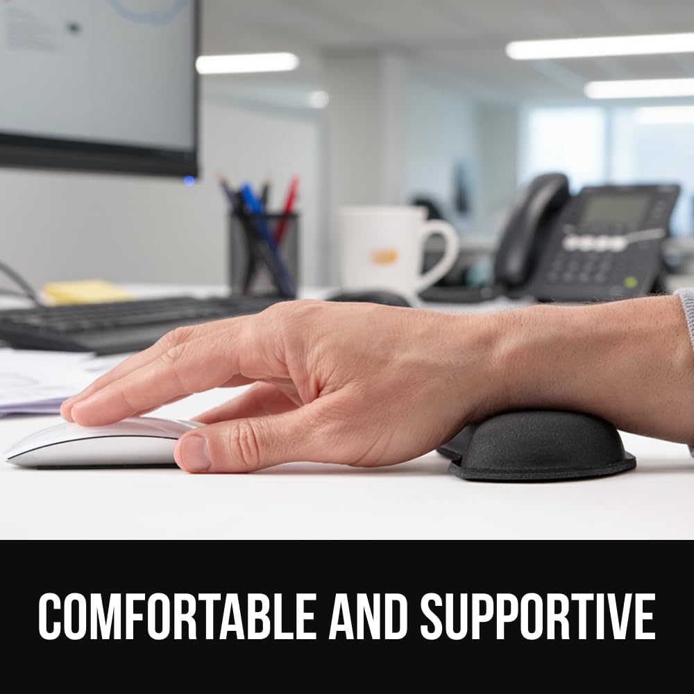 GORILLA GRIP Silky Memory Foam Keyboard Wrist Rest for Computer and Mouse, Ergonomic Typing Support Pad, Desk Office Supplies, Gaming Accessories, Hand & Arm Mousepad Cushion and Coaster Set, Black