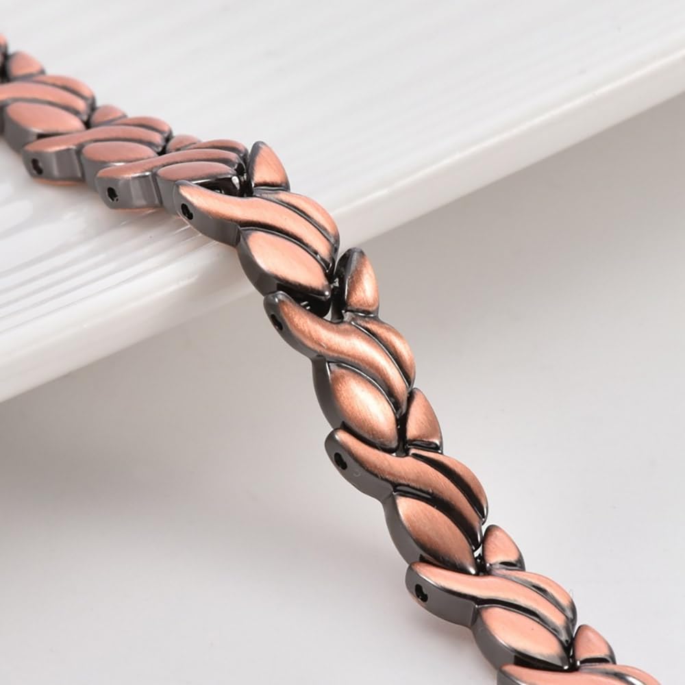 Copper Bracelet for Women, 99.99% Pure Copper Megneetic Bangle Arthritis, Effective Neodymium Lympunclog, Titanium Steel Heart Crystal Bracelets, Pulsera de Cobre para Mujer