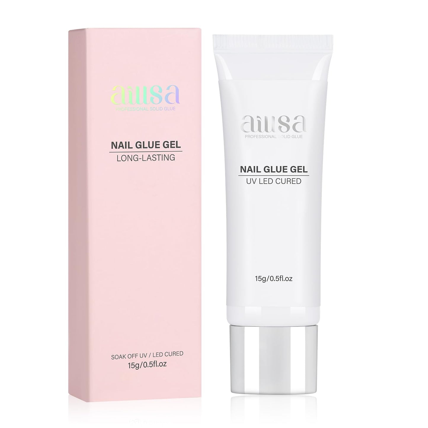 AILLSA Solid Gel Nail Glue for Nail Tips Strong Nail Glue for Press Ons Professional Fake Acrylic Soft Nails Glue U V Lamp Curing Needed - Long Lasting 15g / 0.5fl.oz