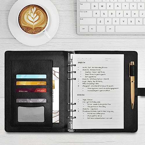 DIGTIA Christmas Trees Gifts Snowflakes PU Leather Notebook A5 Binder 6 Ring Refillable Journal with Magnetic Buckle Closure Loose Leaf Travel Office Planner Budget Binder Notepad Portfolio,