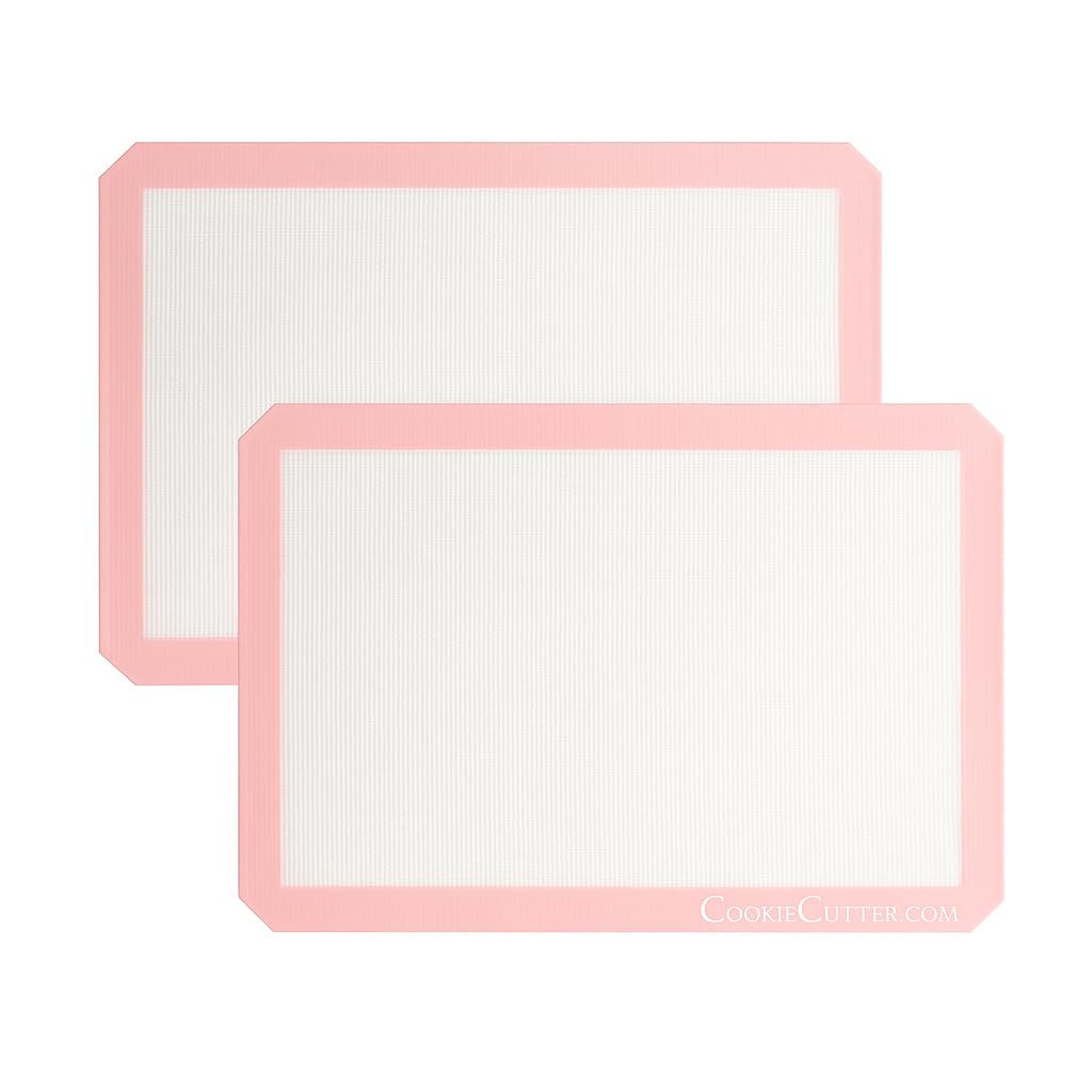 CookieCutter.com 16.5"x11.5" Pink Silicone Baking Mat - Reusable Nonstick Baking Sheet - Sandy Pink (2 Pack)