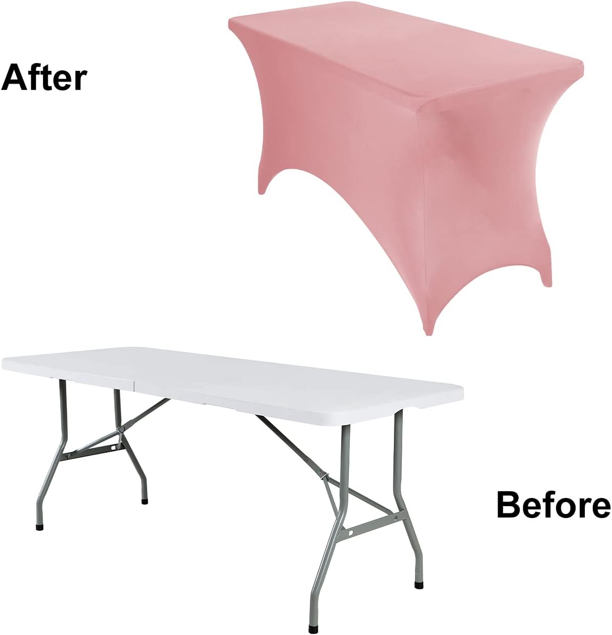 4Pack Spandex Waterproof Table Covers 4ft，Spandex 4ft Waterproof Table Cover for Party,Wedding, Banquet, and Events(Dusty Pink)