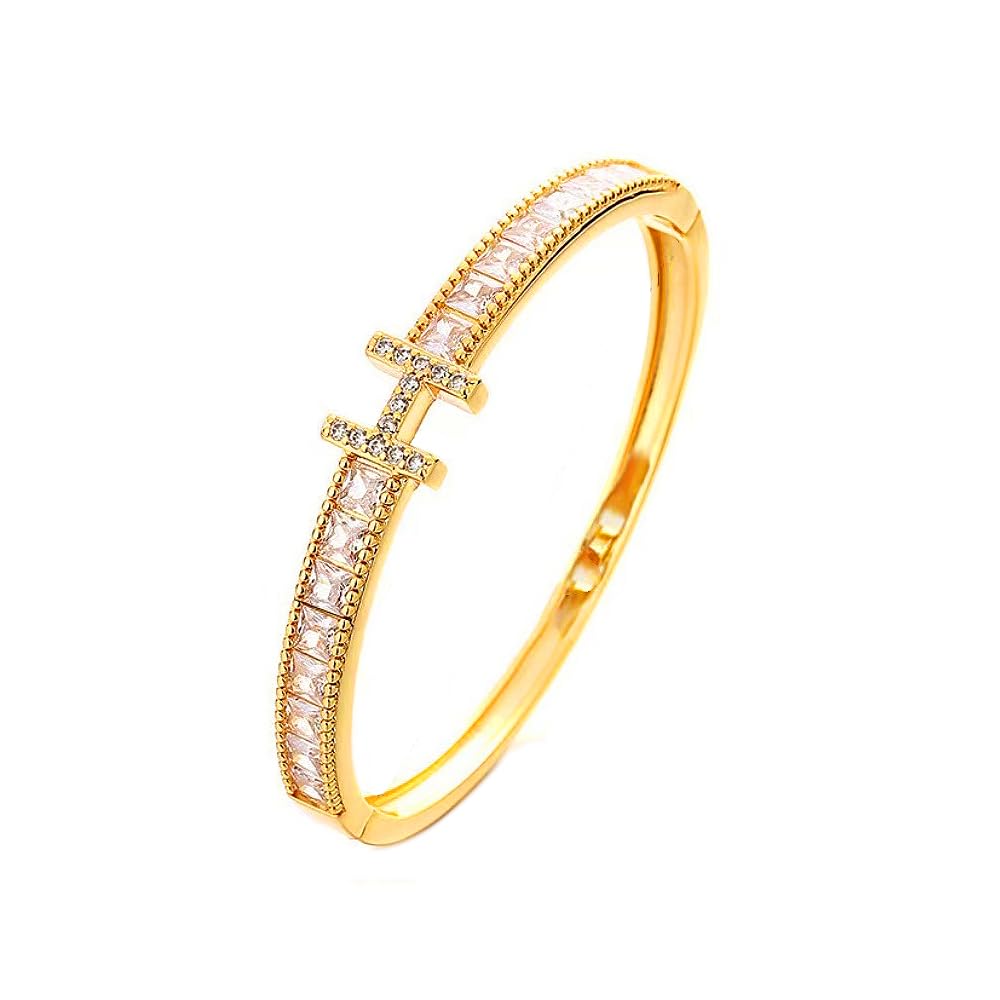 18K Gold Plated Letter H Bangle Bracelet for Women Personalized Cubic Zirconia Bracelets Love Bangles Bracelets Gifts for Her (H)