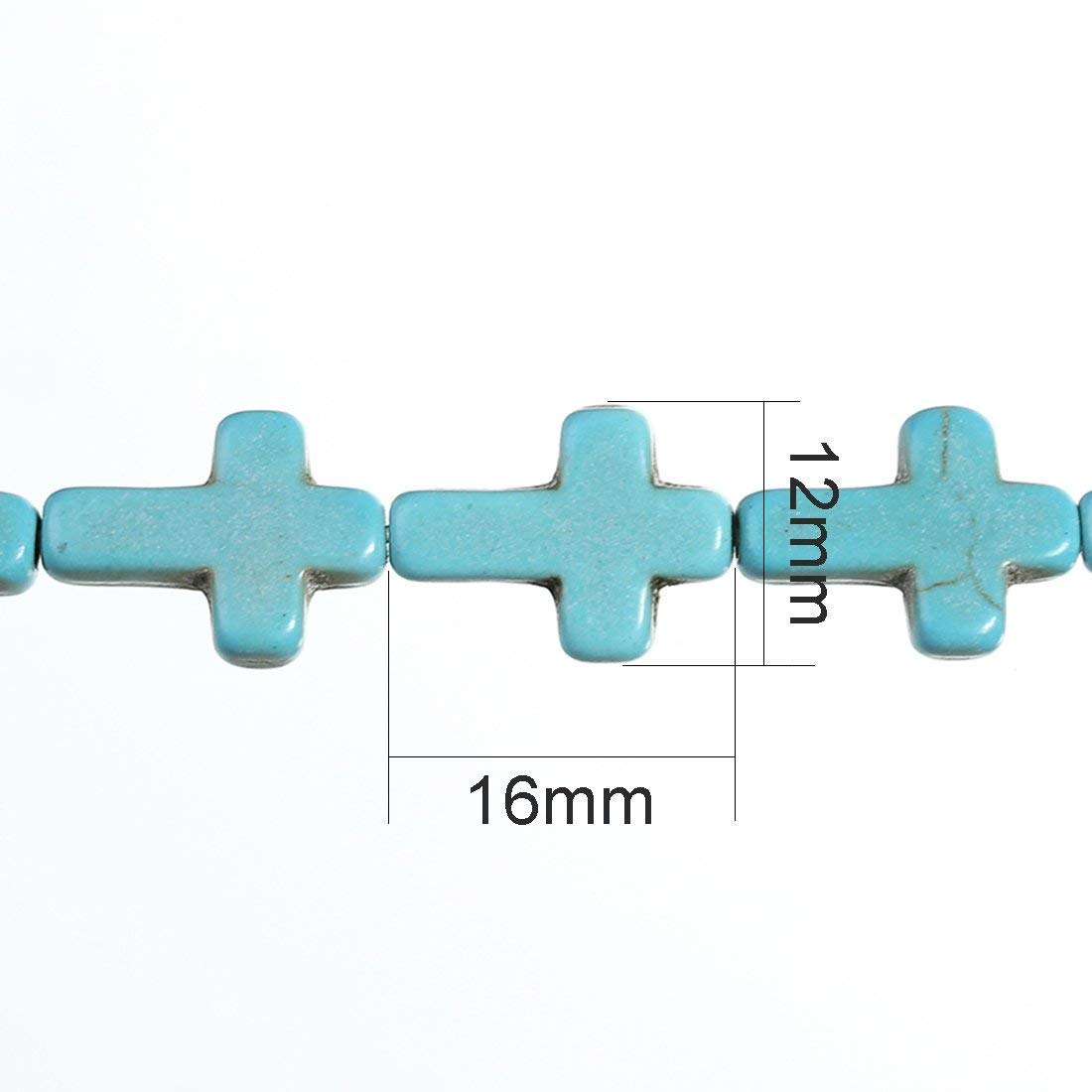 HAAMIIQII 12x16mm Blue Turquoise Cross Beads Loose Gemstone Beads for Jewelry Making Strand 15 Inch (24pcs)