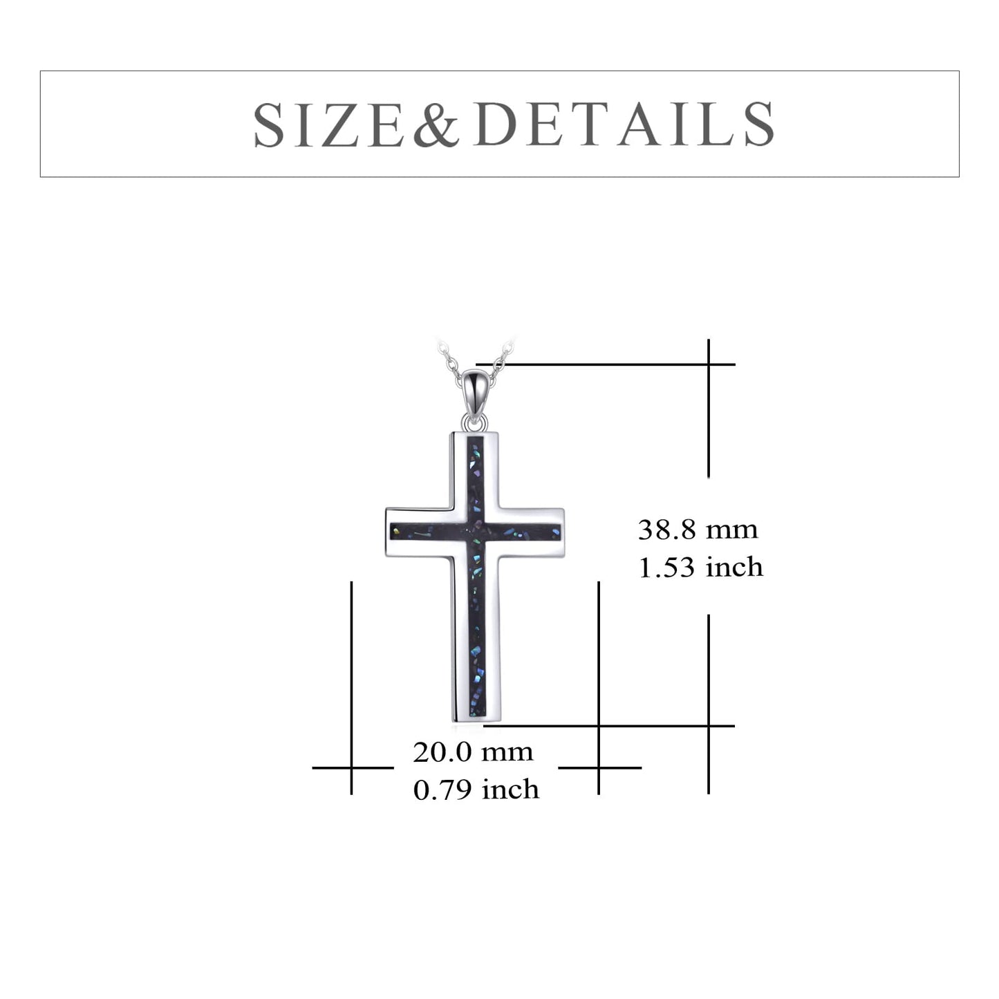 YFN Cross Necklace Sterling Silver Abalone Shell Cross Pendant Jewelry Gifts for Women Men