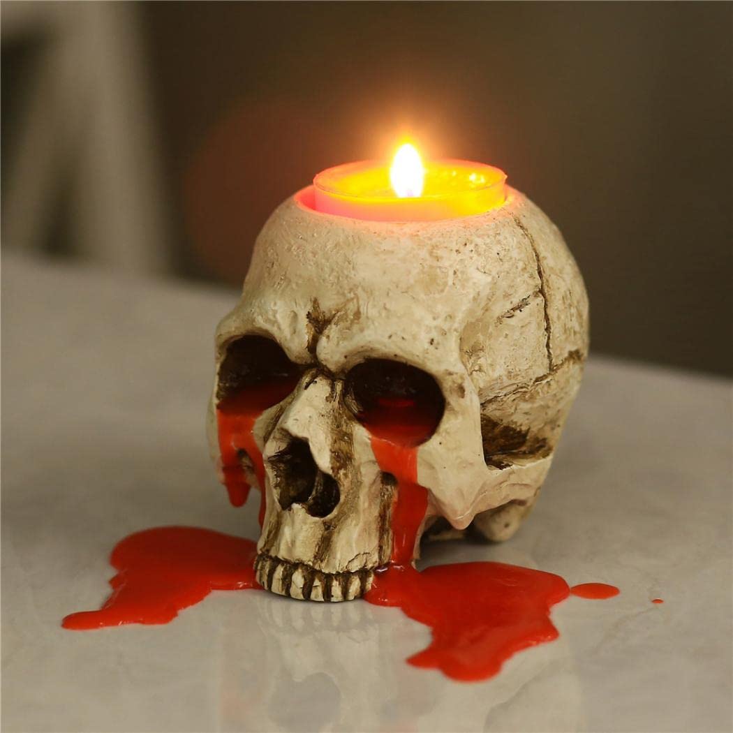 Comeon Skull Candle Holder Resin Gothic Tea Light Holders Mini Skull Home Decoration Novelty Craft Collection