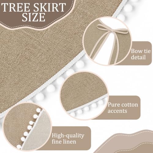 Syhood 84 Inch Extra Large Christmas Tree Skirt Linen Burlap Tree Skirt