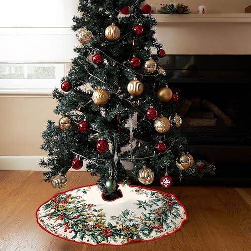 Pine Cones Tree Skirt by Leo Walker Beach Xmas Tree Mat Farmhouse Rustic Party Home Decoration Holiday Indoor Outdoor Ornaments 30/36/48 inch