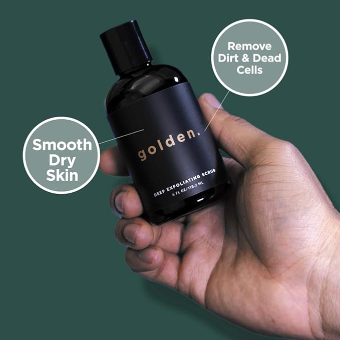 Golden Grooming Co. Men's Bath & Body Gift Set | Exfoliating Face Scrub, Face Wash, Lip Balm, Body Wash & 2-in-1 Beard & Hair Shampoo | Complete Grooming Kit for Men