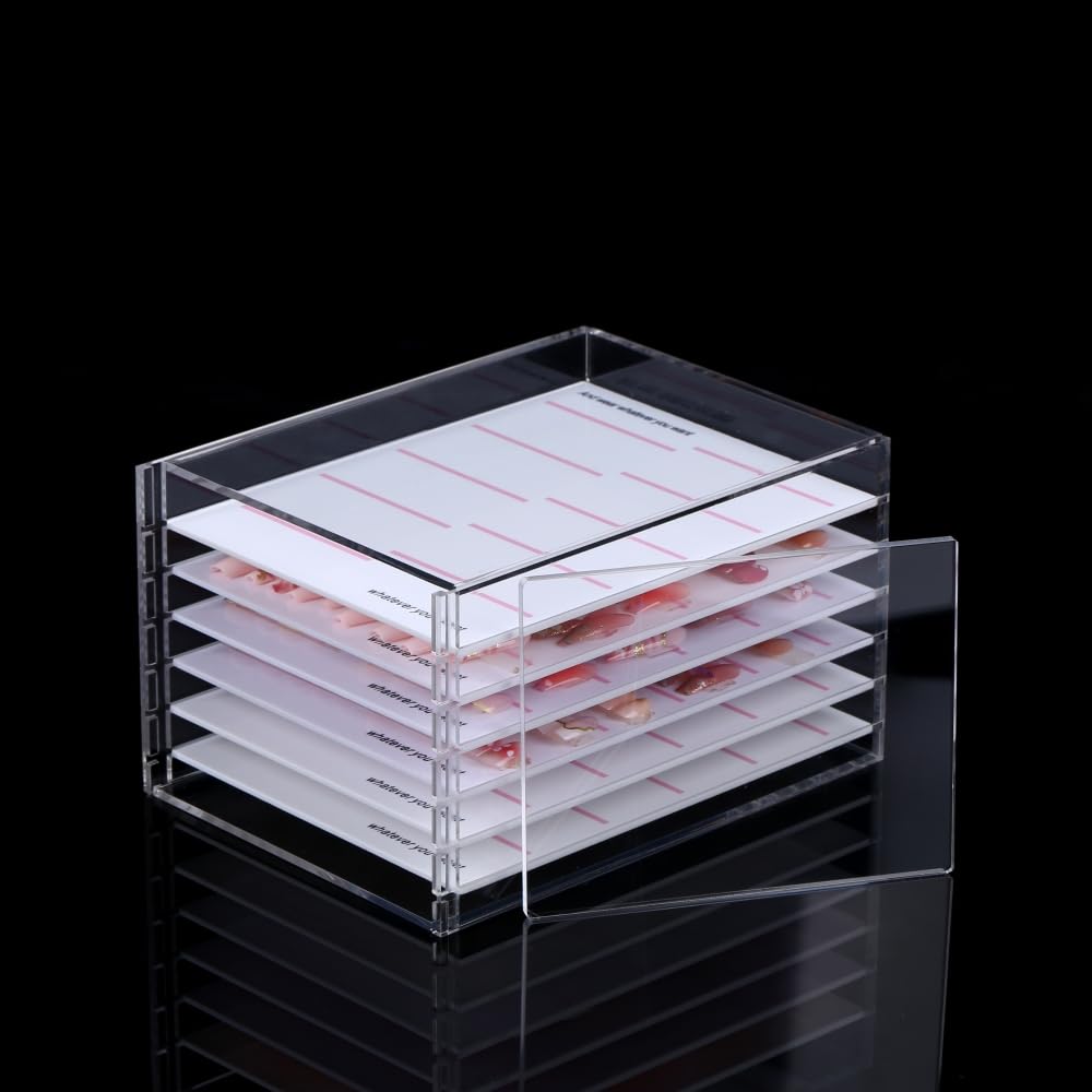 LIXIMMAZN 6 Layers Acrylic Nail Storage Organizer, Cosmetic Makeup Container Box, Clear Case Cabinet Display Used for Nail Storage and Nail Salons (6 Layers)