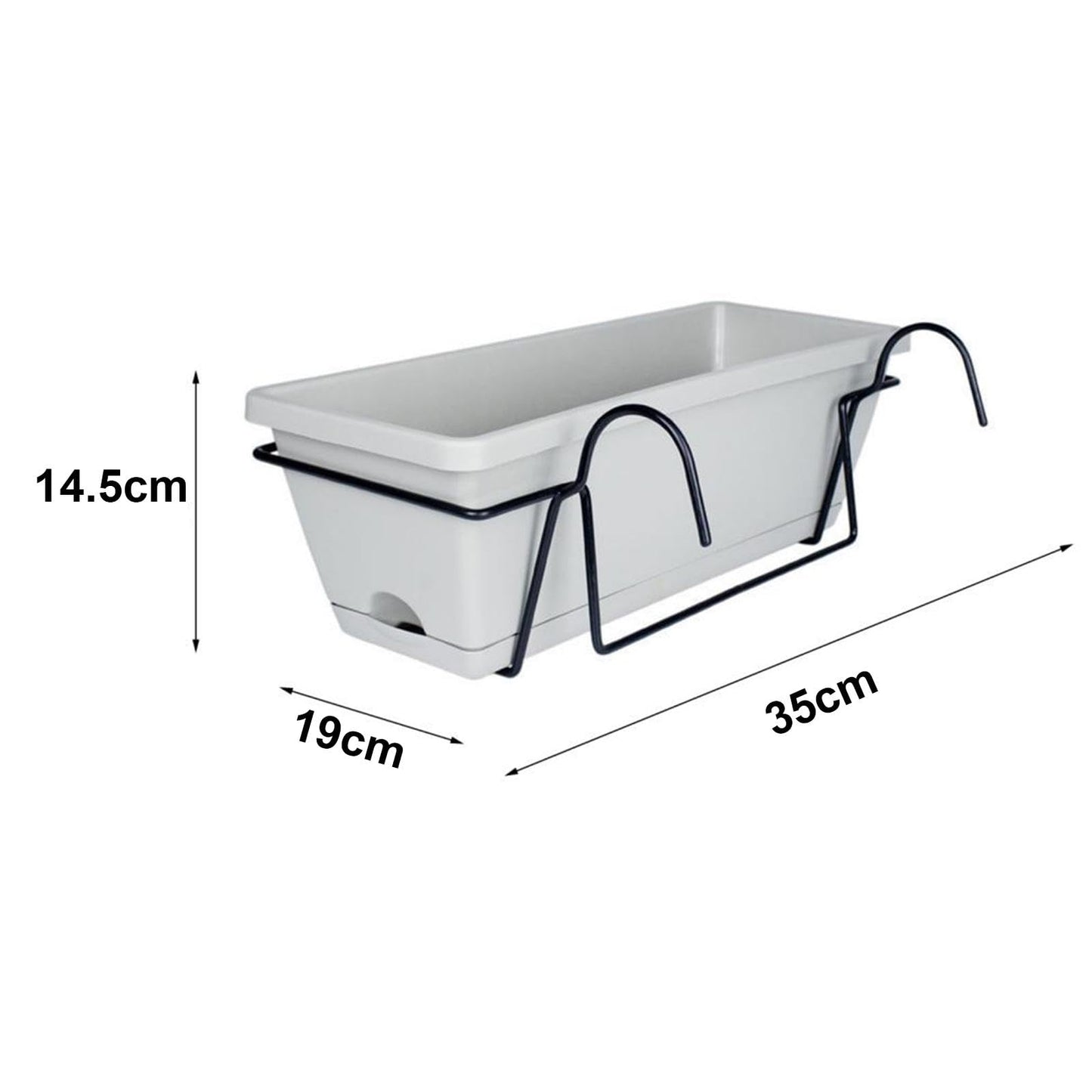 MYCENSE Elegant Hanging Flowerpot for Balcony Railings, Light Gray
