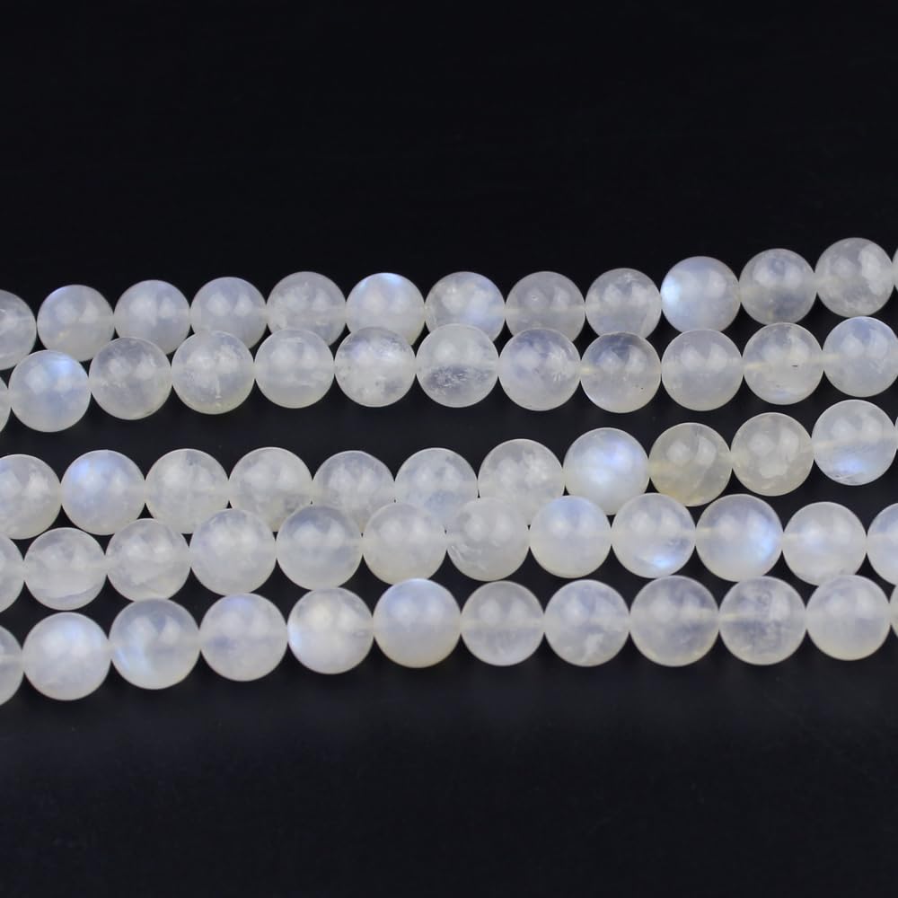 MJDCB Natural Round Stone Beads 6mm Blue Moonstone Loose Gemstone Beads for Jewelry Making Bracelet Necklace 60pcs