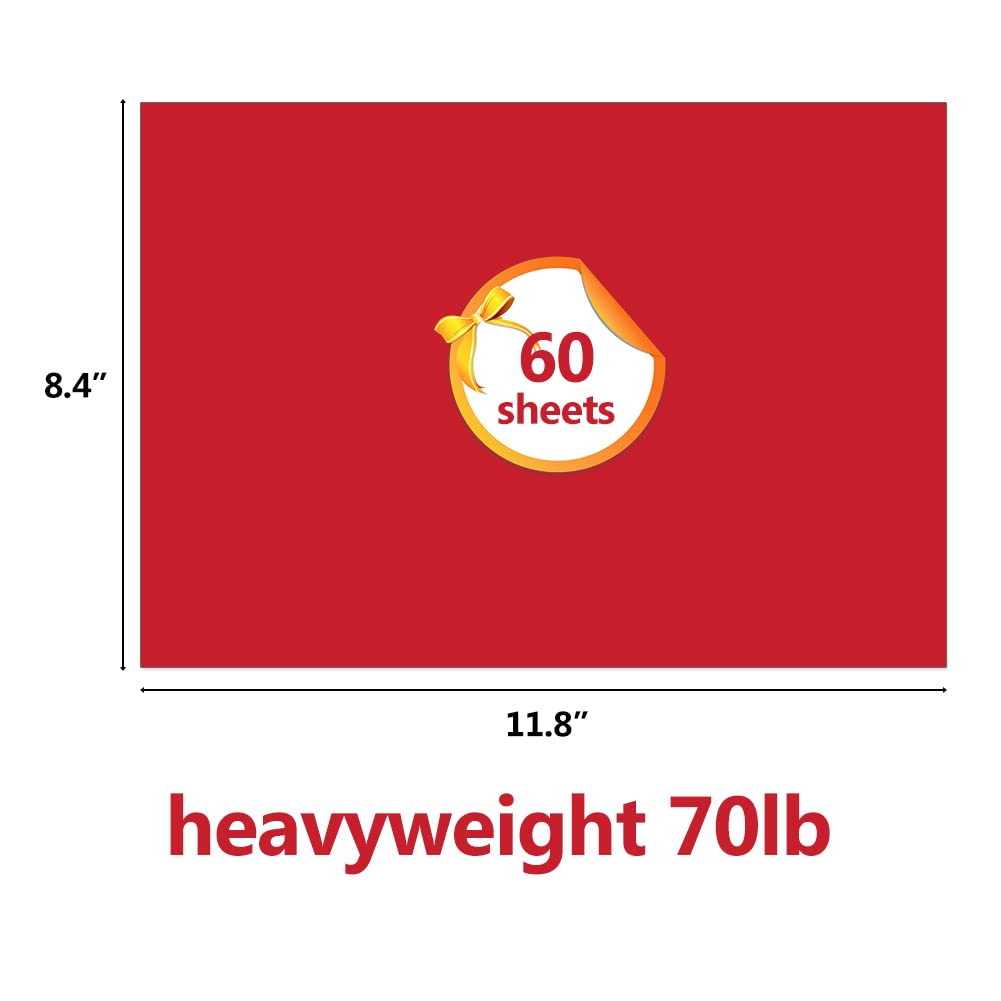 60 Sheets Valentine's Day Cardstock Thick Paper, A4 70lb Red Pink and White Medium Weight Cover Card Stock, Perfect for Hearts & Crafts, Invitations, Greeting Cards, Posters