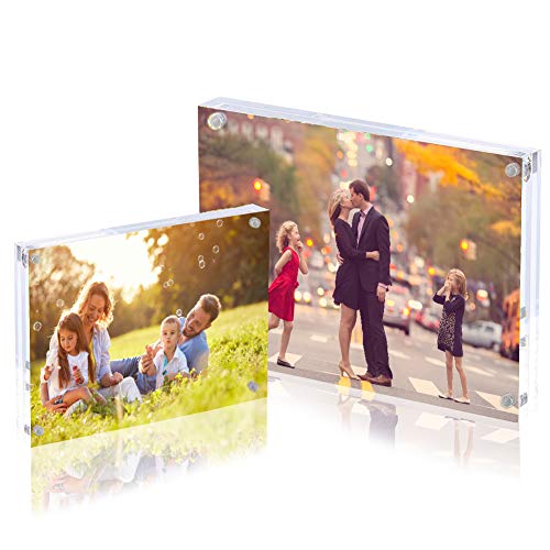 3 Pack 8x10 Acrylic Photo Frame, Clear Double Sided Magnetic Picture Frame 10mm Desktop Display with Stand- Free Soft Microfiber - size: 8x10"-3