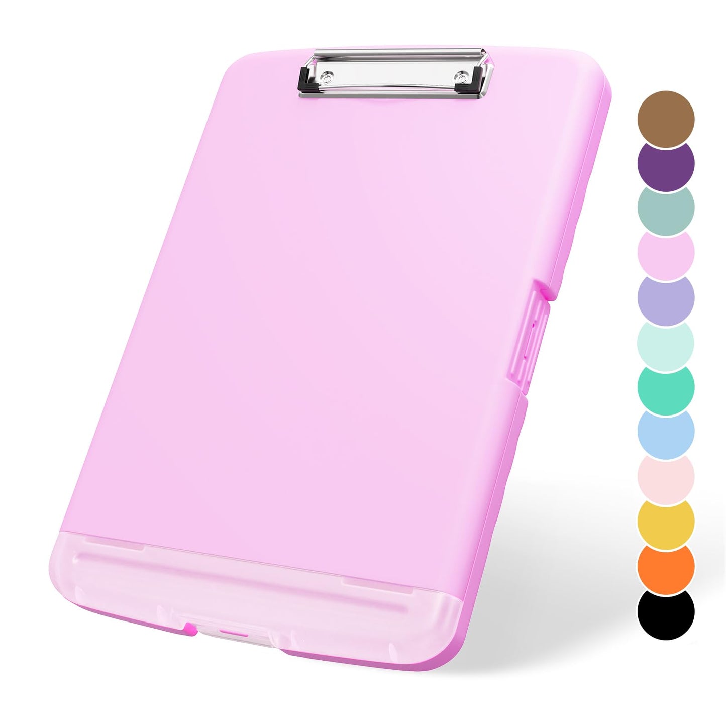 Plastic Clipboard with Storage, 8.5 x 11 Storage Organization Box Side-Opening, Heavy Duty Clip Board with Pen Holder and Paper Folder for Nurses, Teachers, Office & School Supply, Dark Pink