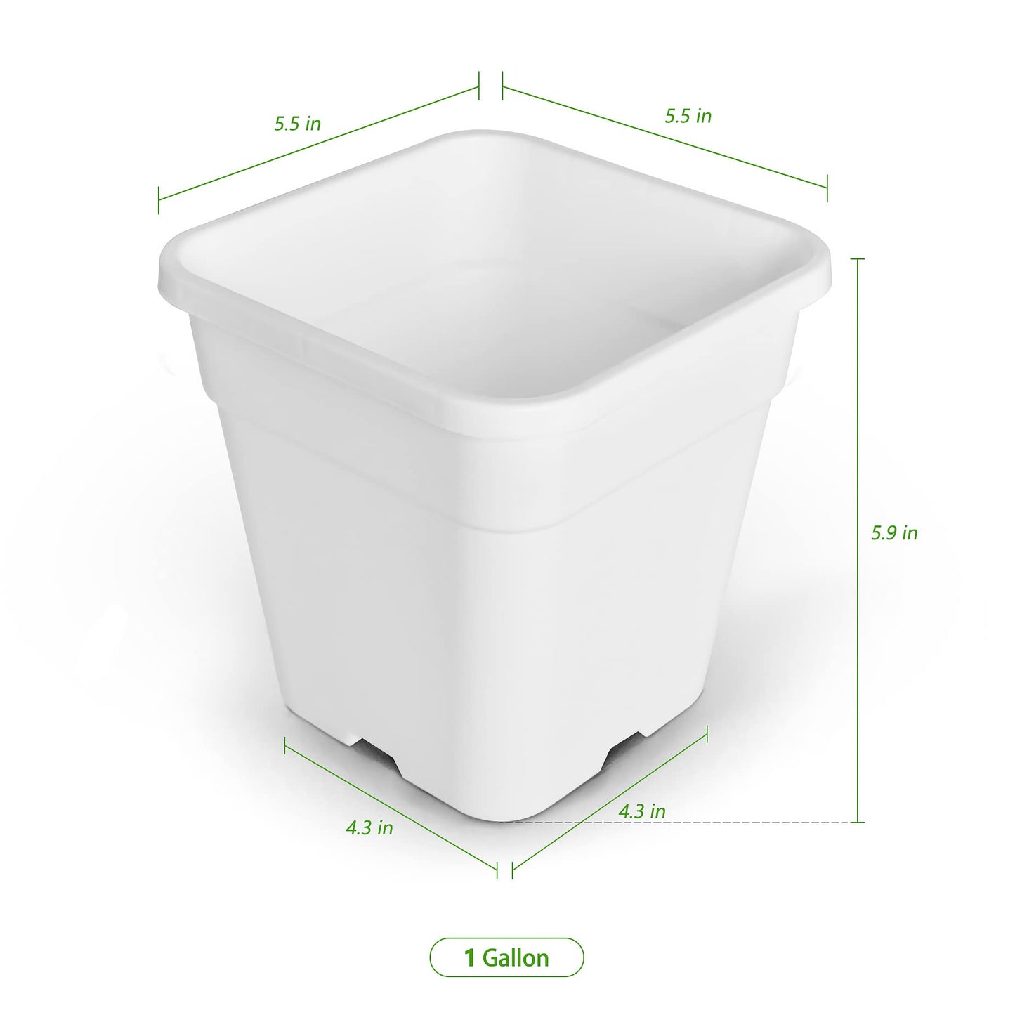 HOSTIC 1 Gallon Square Nursery Pots Flexible Plastic Pots for Plants Gallon Pot with Drainage Holes 10 Pcs