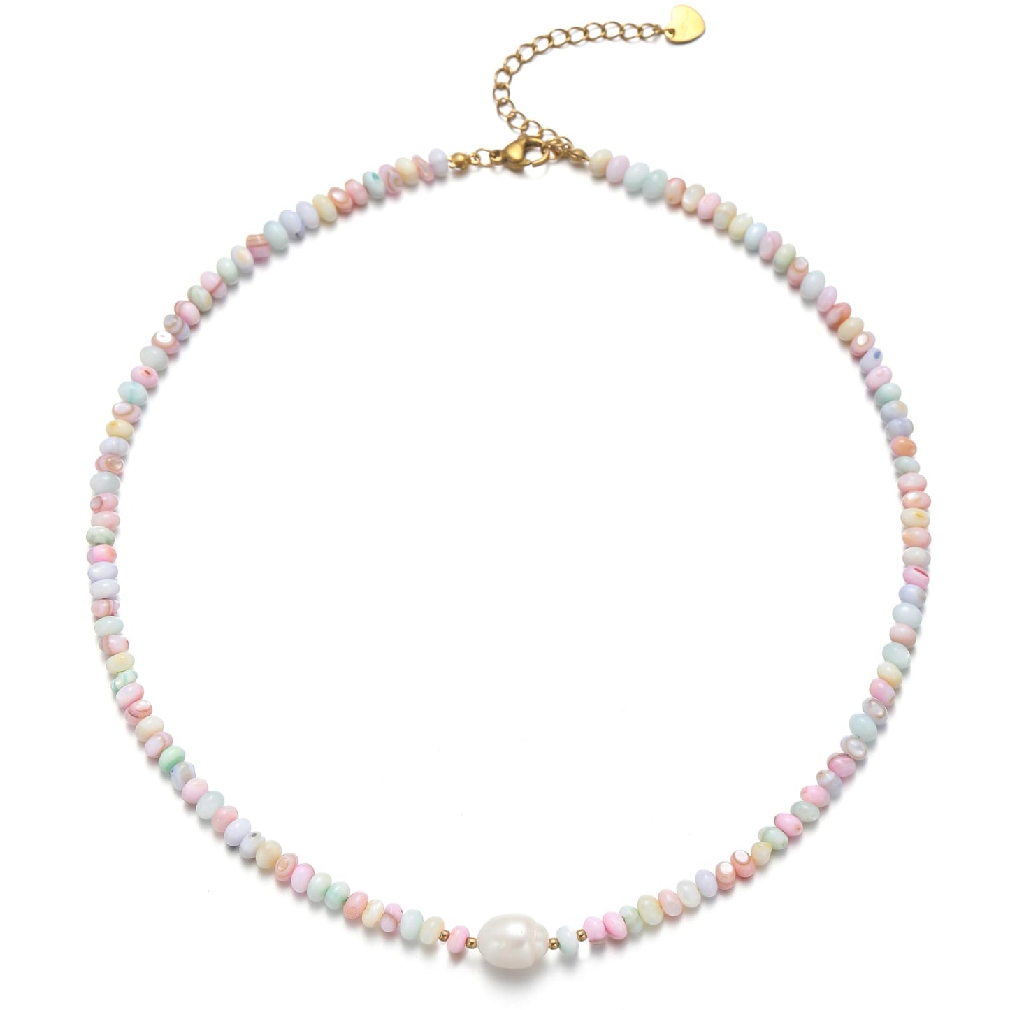 ERNAULO Beaded Necklaces for Women Seashell Beach Necklace with Freshwater Pearl 14K Gold Plated Boho Summer Handmade Jewelry CK-Seashell-mixcolor
